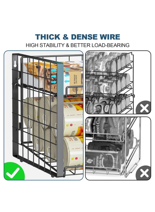LAMAY 2-Tier Stackable Can Rack Organizer for Pantry, Adjustable Can Dispenser Holds Up to 62 Cans, Food Storage Holder for Various Ounces of Canned Food Soda Drinks, Black, 2 Pack - Image 5