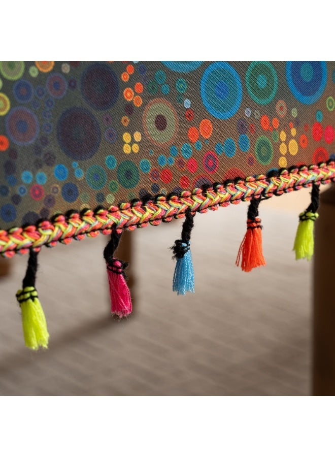 jaexest 1.6m Round Waterproof Tablecloth – Colorful Tassel Edge Table Cover for Dining Room & Coffee Table | Non-Slip Wear-Resistant Circular Table Mat for Home, Kitchen, Party & Outdoor Use - Image 2