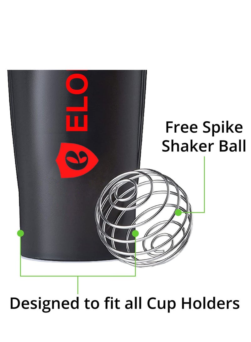 إيلونسي زجاجة رج البروتين، زجاجة مياه رياضية مقاومة للتسرب وخالية من مادة BPA، زجاجة خلط غير قابلة للانزلاق ومكملات غذائية، سعة 600 مل - Image 4