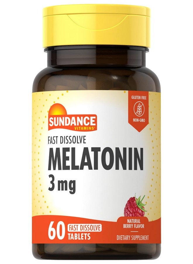 Sundance Sundance Melatonin 3mg Fast Dissolve | 60 Vegetarian Tablets | Natural Berry Flavor | Vegetarian, Non-GMO, and Gluten Free Supplement  - Image 1