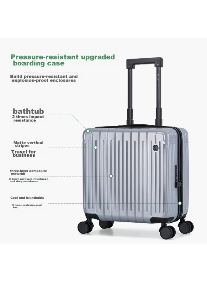 OIWAS Aihua Luggage Suitcase For Men And Women, Business Carry-on With Spinner Wheels, 18-inch Travel Case, Small Password Lock, Glacier Silver - Image 1