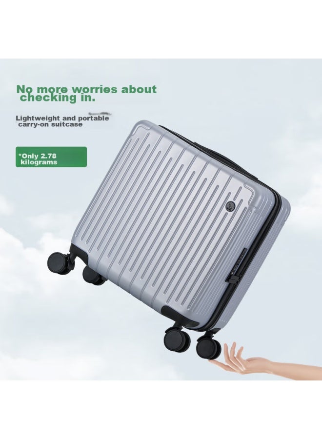 OIWAS Aihua Luggage Suitcase For Men And Women, Business Carry-on With Spinner Wheels, 18-inch Travel Case, Small Password Lock, Glacier Silver - Image 3