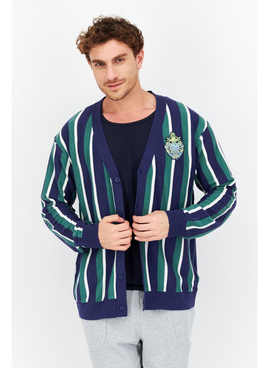 FILA Men Sportswear Fit V Neck Long Neck Outdoor Cardigan, Green  - Image 1