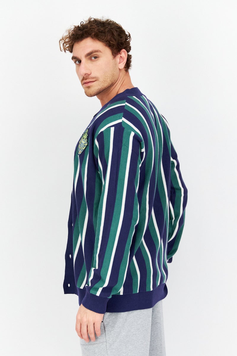 FILA سترة رياضية للرجال بتصميم V عنق طويل، خارجية، خضراء - Image 4