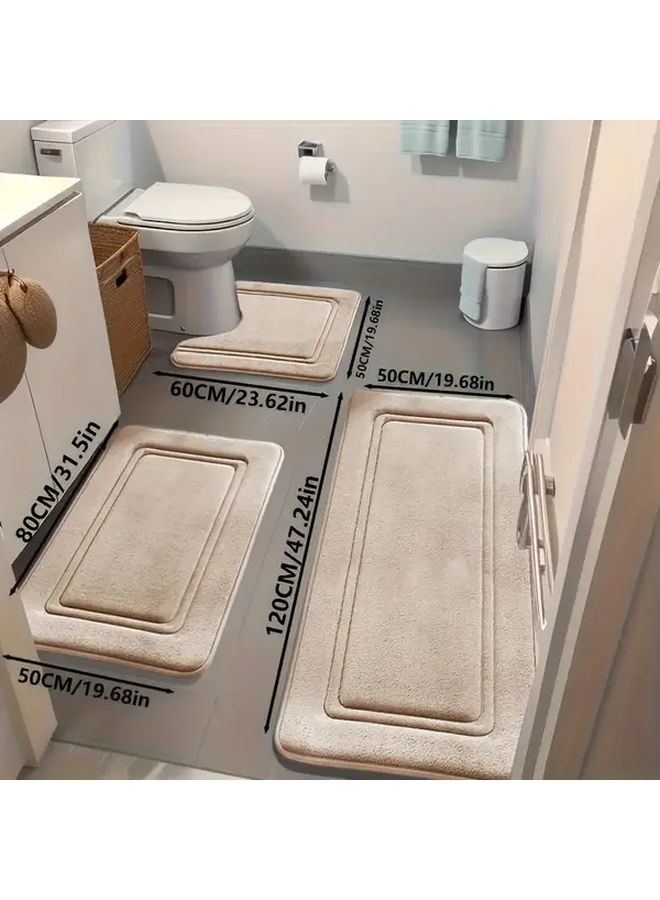 Super Absorbent Non Slip Bath Mat Set 3PCS Grey 50x120 50x80 19 69x23 62 Inches - Image 3