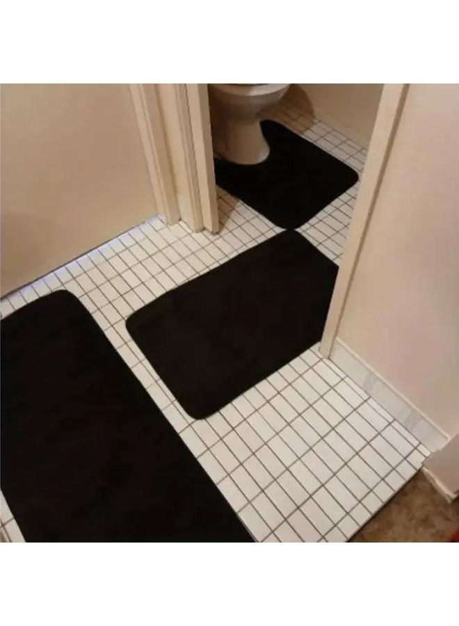 Super Absorbent Non Slip Bath Mat Set 3PCS Grey 50x120 50x80 19 69x23 62 Inches - Image 2