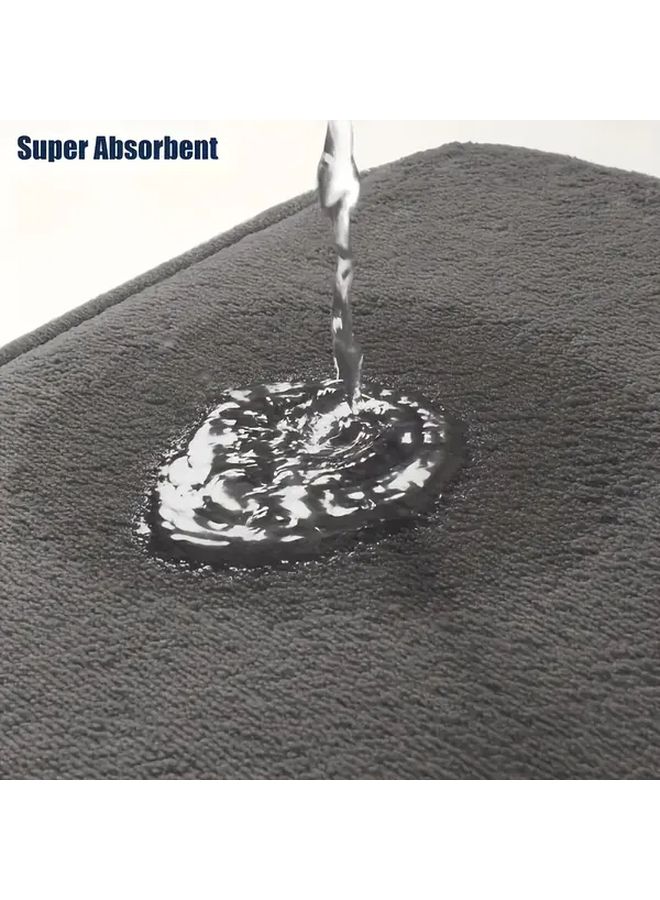 Super Absorbent Non Slip Bath Mat Set 3PCS Grey 50x120 50x80 19 69x23 62 Inches - Image 4