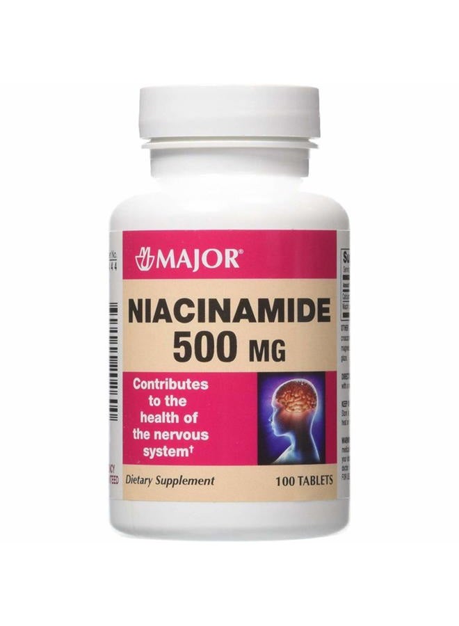 Major Pharmaceuticals Major Generic Niacin 500 Mg B Vitamin Dietary Supplement 100 Tablets - Image 1