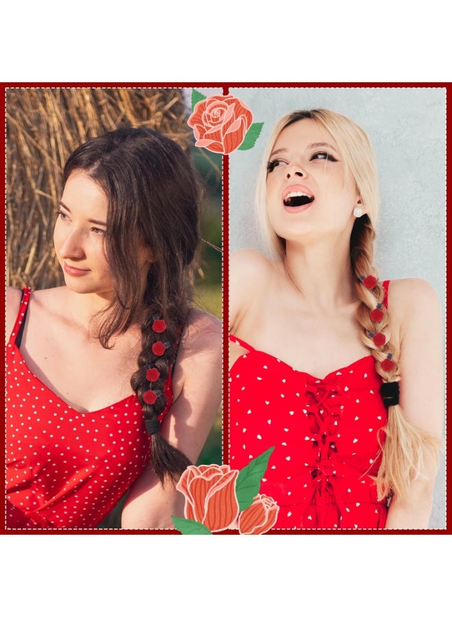 12 قطعة مشابك شعر وردية للنساء والفتيات، إكسسوارات شعر زهور عتيقة، بارِتات شعر رومانسية للحفلات، الزفاف، عيد الميلاد، باللون الأحمر - Image 5