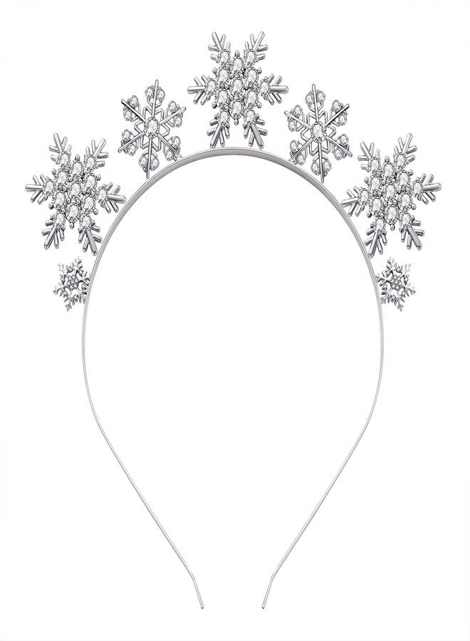 HZEYN Christmas Headbands Rhinestone Snowflake Tiara Headband Santa New Years Holiday Costume Headwear Party Accessories - Image 1
