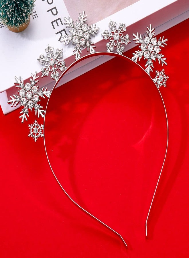 HZEYN Christmas Headbands Rhinestone Snowflake Tiara Headband Santa New Years Holiday Costume Headwear Party Accessories - Image 4