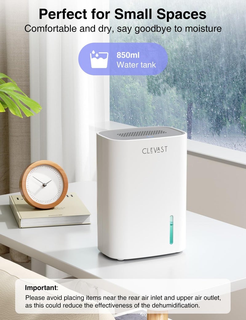 CLEVAST Small Dehumidifier for Home, 800ml Mini Electric Moisture Absorber for Bedroom, Portable Compact Air Dehumidifier for Room, Bathroom, Closet, RV, Camper, House with Auto Shut Off - Image 4