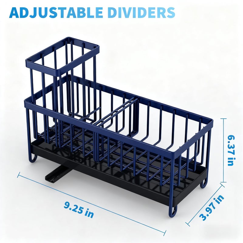 Cisily Sponge Holder Sponge Holder For Kitchen Sink  Sink Caddy Organizer With High Brush Holder  Kitchen Countertop Navy Blue Accessories And Decor - Image 3