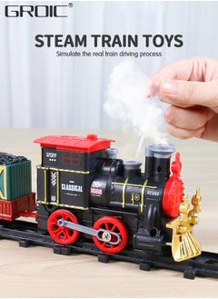 GROIC Steam Train Set Electric Train Track Set, Toy Train Set with Steam, Tracks, Lights & Sounds, Steam Locomotive Engine, Train Carriages, Cargo Cars Steam Train Toy Gift for Kids  - Image 5