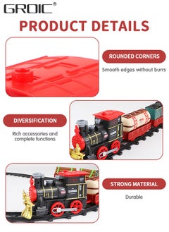 GROIC Steam Train Set Electric Train Track Set, Toy Train Set with Steam, Tracks, Lights & Sounds, Steam Locomotive Engine, Train Carriages, Cargo Cars Steam Train Toy Gift for Kids  - Image 4
