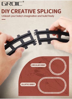GROIC Steam Train Set Electric Train Track Set, Toy Train Set with Steam, Tracks, Lights & Sounds, Steam Locomotive Engine, Train Carriages, Cargo Cars Steam Train Toy Gift for Kids  - Image 3
