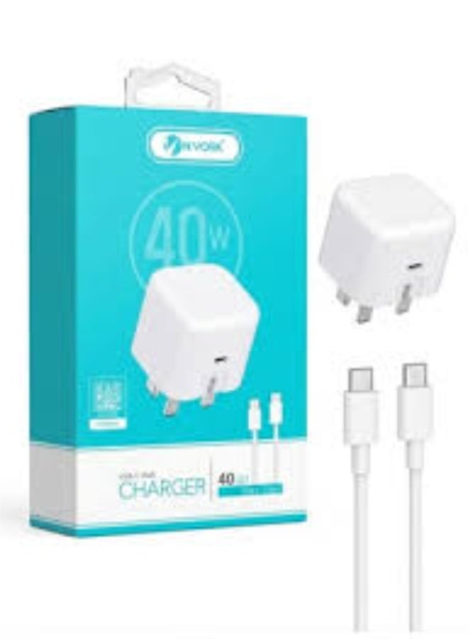 nyork 40w fast charging with c to c cable for iphone and android