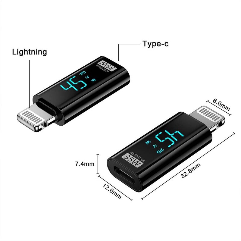 TECPHILE USB Type-C Female to Lighting Male Adapter Converter, LED Display, Fast Charging Up to 35W, Compatible with iPhone 14/13/12/11/X/8 Series and Other Type-C Devices (Pack of 2) - Image 5