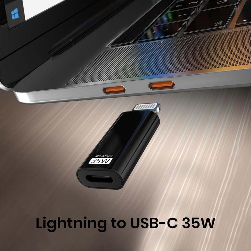 TECPHILE USB Type-C Female to Lighting Male Adapter Converter, LED Display, Fast Charging Up to 35W, Compatible with iPhone 14/13/12/11/X/8 Series and Other Type-C Devices (Pack of 2) - Image 2