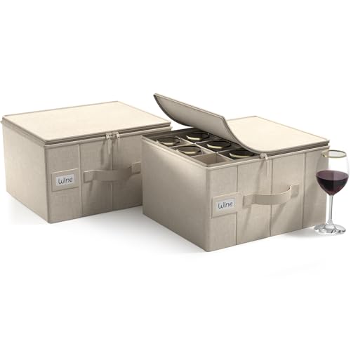 Sorbus Stemware Storage Cases Hard Shell, Wine Glass Storage Box Case with Dividers and Handle - China Storage Containers Holds 12 Crystal Glassware, Red White Wine Glasses, Champagne Flutes, Goblets - Image 1