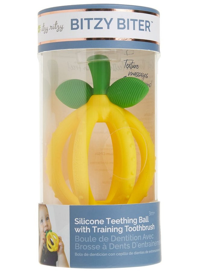 Itzy Ritzy - Itzy Ritzy Teething Ball & Training Toothbrush - Silicone, BPA-Free Bitzy Biter Lemon-Shaped Teething Toy Features Multiple Textures to Soothe Gums & an Easy-to-Hold Design (Lemon) - Image 1