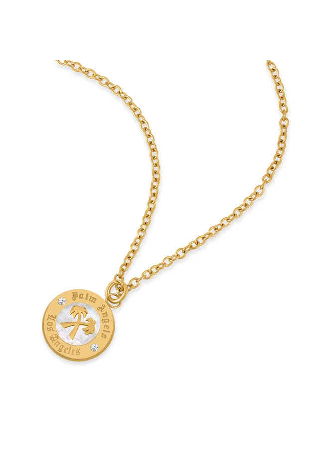 بالم انجلز Identita Yellow Gold Plated Stainless Steel Pendant Necklace for Women