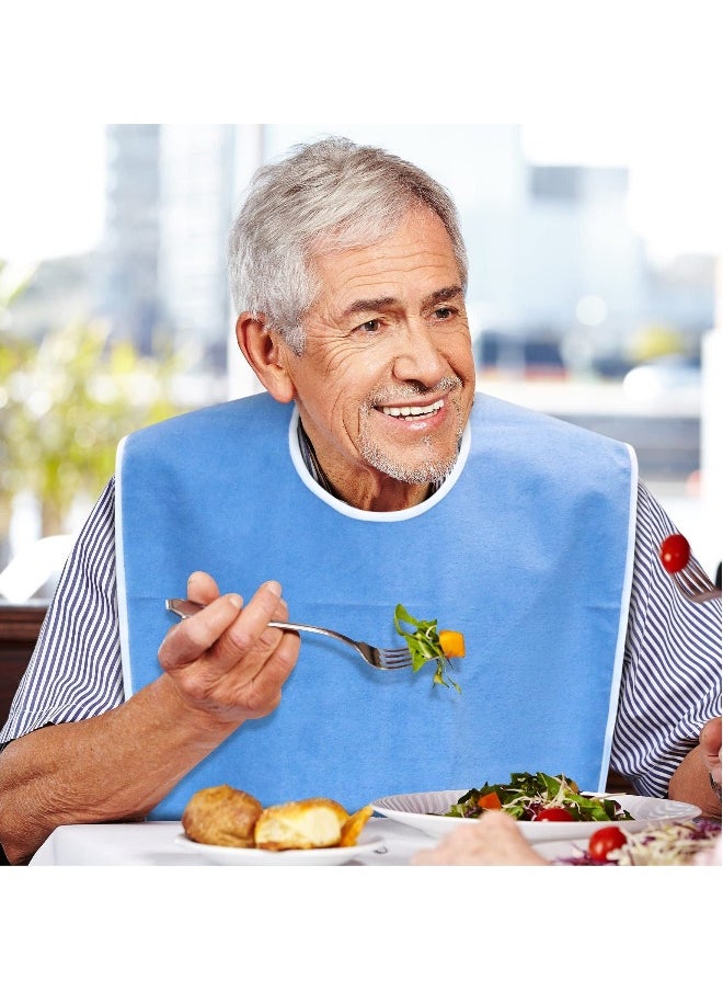 Generic - 3 Pack Adult The Eldly Bib with Snaps, Reusable Adult Bib for Eating, Washable Dining Bibs for Elderly, Clothing Protector for Elderly Men Women and Disabled - Image 1