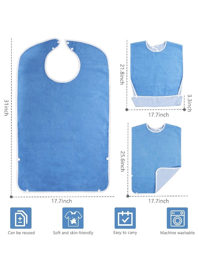Generic - 3 Pack Adult The Eldly Bib with Snaps, Reusable Adult Bib for Eating, Washable Dining Bibs for Elderly, Clothing Protector for Elderly Men Women and Disabled - Image 1
