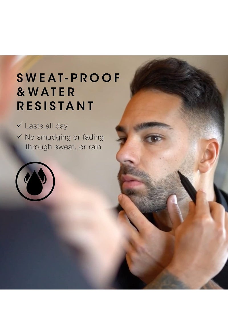 Pacinos - Pacinos Beard Pencil Filler - Water Proof, Long Lasting Coverage & Natural Finish - Beard, Moustache & Eyebrows - Micro-Fork Tip for Seamless Application - Includes Bristle Brush for Blending (Black) - Image 1