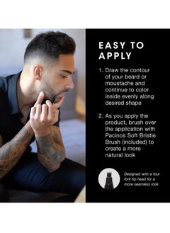 Pacinos Pacinos Beard Pencil Filler - Water Proof, Long Lasting Coverage & Natural Finish - Beard, Moustache & Eyebrows - Micro-Fork Tip for Seamless Application - Includes Bristle Brush for Blending (Black)  - Image 4