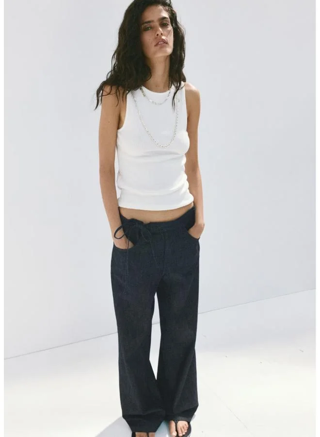 Mango TS-TEJANO SOFT Low-Rise Tie Jeans for Women | Best Price UAE