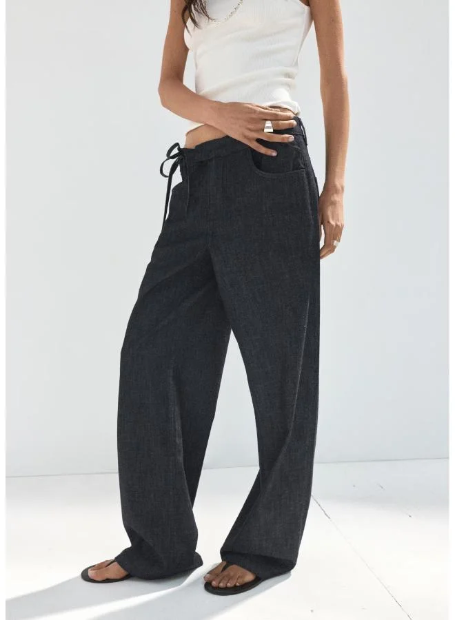 Mango Low-Rise Tie Jeans