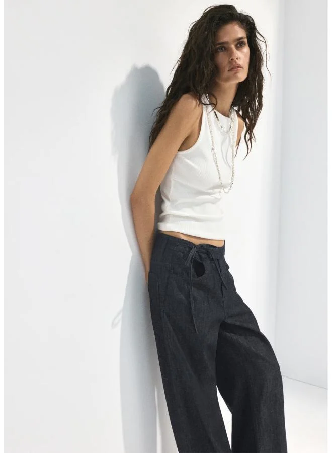 Mango TS-TEJANO SOFT Low-Rise Tie Jeans for Women | Best Price UAE