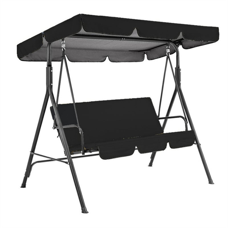190T Garden Swing Seat Cover Outdoor Patio Sunshade Set Black 