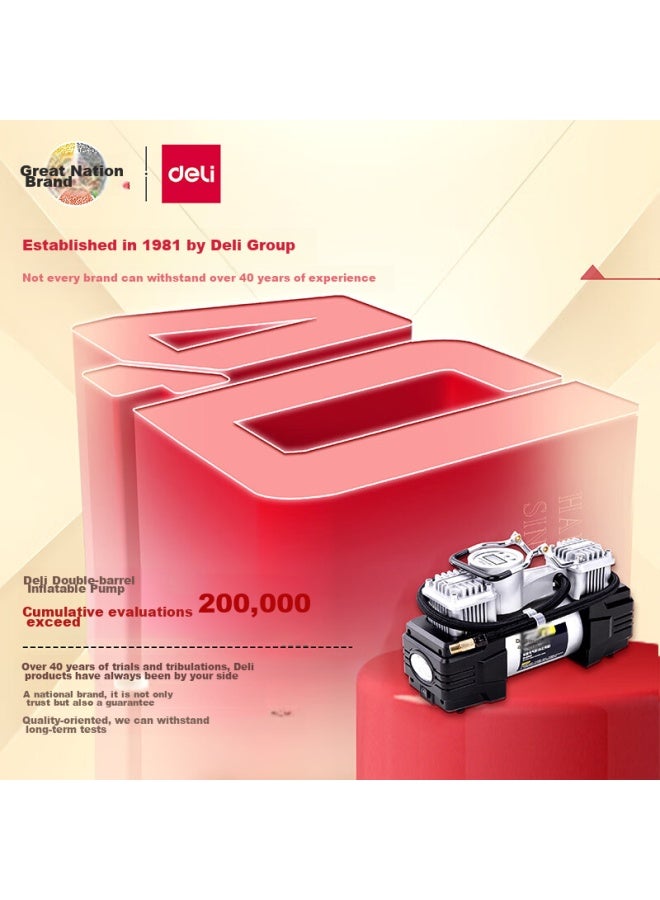 Deli Dual 30-cylinder Car Air Pump, Compatible With Xiaomi Su7, Digital Display Tire Pressure Detector And Inflator