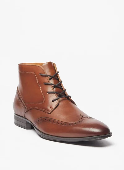 DUCHINI Men's Solid Ankle Boots with Zip Closure