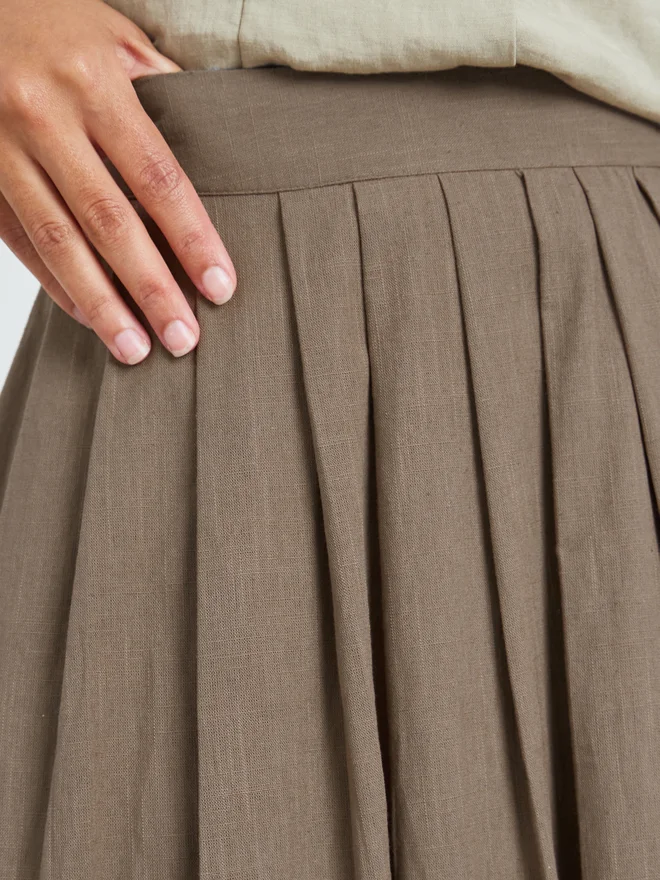 Styli brown Styli Brown Fold Pleat Cotton Maxi Skirt for Women | Best Price UAE