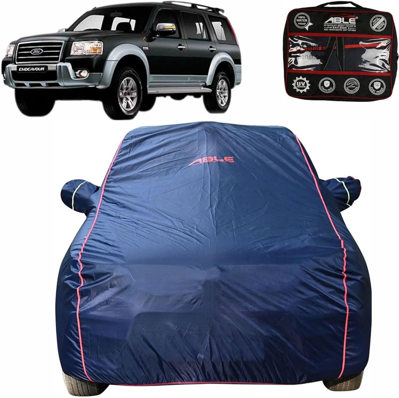 Able Parashuit Blue WR Series Car Body Cover with Mirror Pockets and Driver Door Zipper Compatible for Ford Endeavour Old Type-I (2003 to 2014 Model) - Image 1