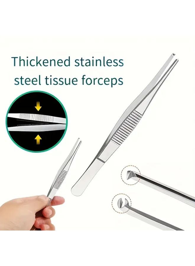 Stainless Steel Tissue Forceps with Teeth Rat Tail Hook 14cm Locking Clamp Surgical Dental Lab - Image 2