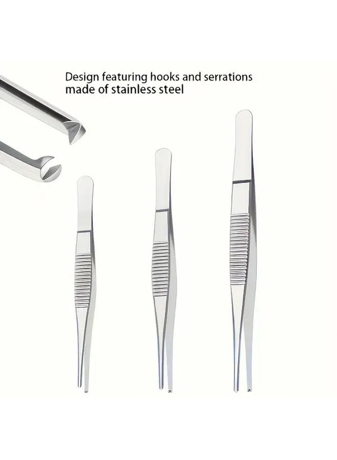 Stainless Steel Tissue Forceps with Teeth Rat Tail Hook 14cm Locking Clamp Surgical Dental Lab - Image 3