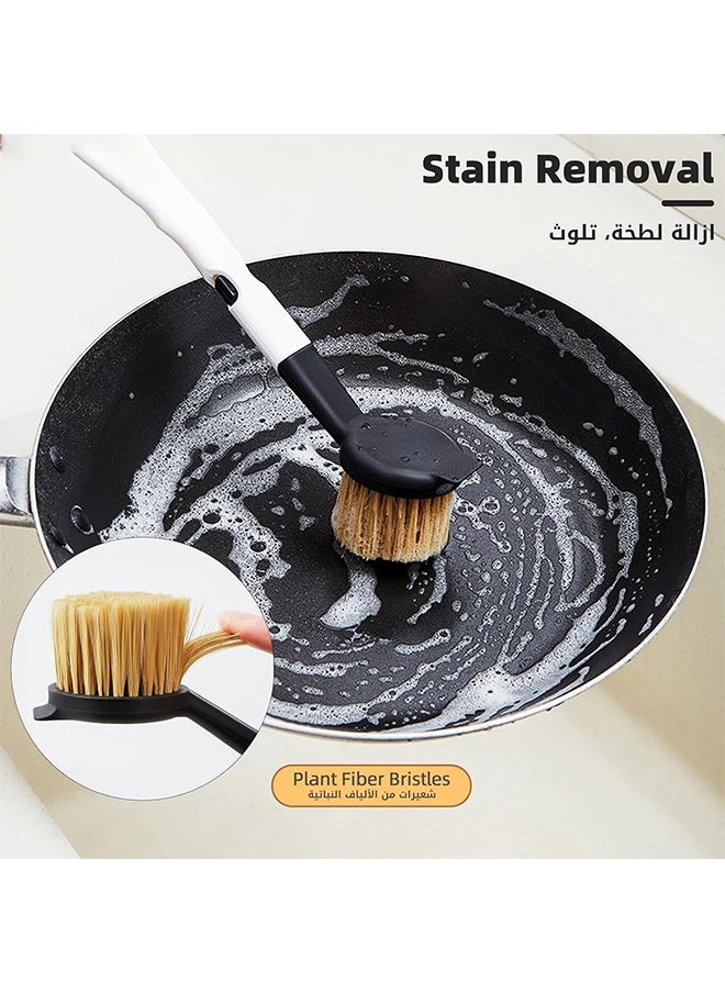 هاي هونور مجموعة تنظيف المطبخ، تصميم 5 في 1 مع صينية تصريف، رؤوس فرشاة قابلة للاستبدال، مناسبة لتنظيف القلايات، وأسطح العمل، ومواقد الغاز.  - Image 2