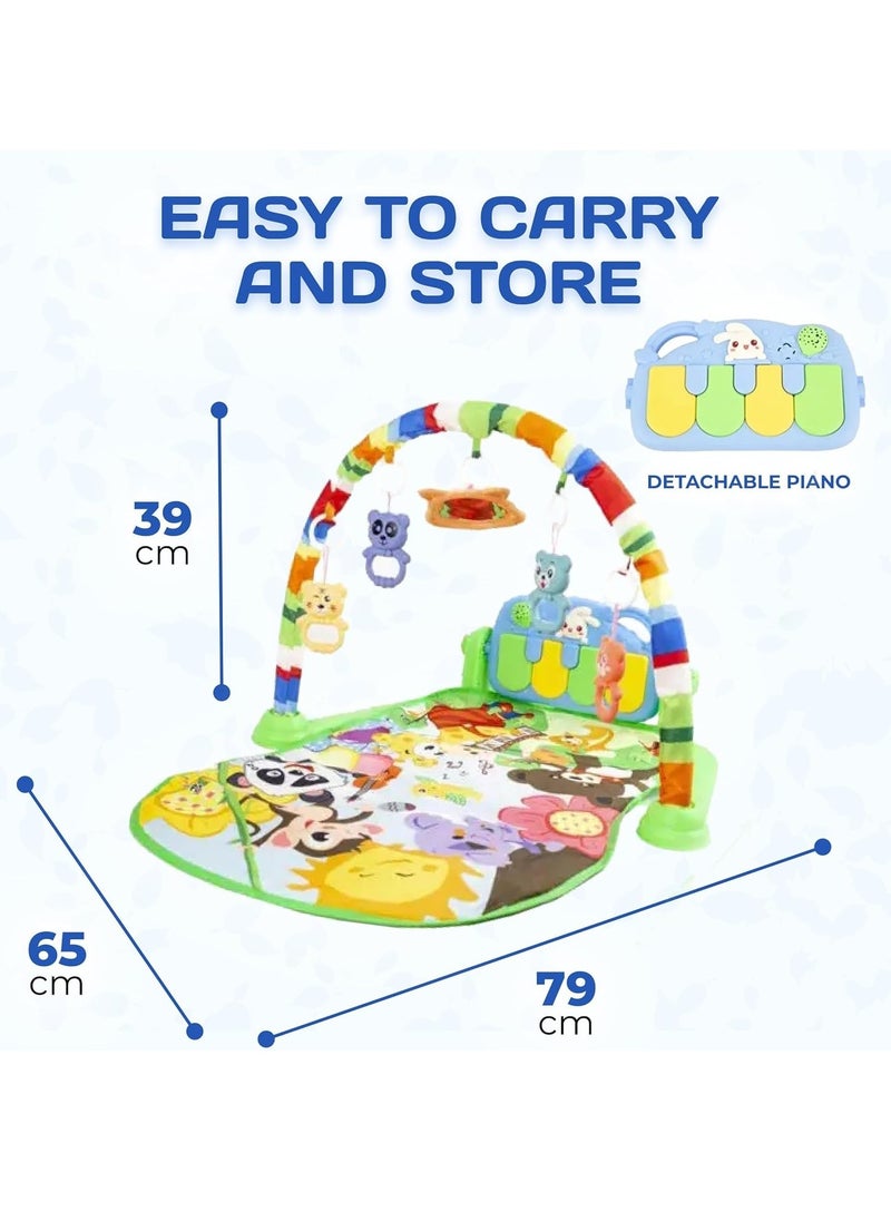 UniTrain Baby Play Mat and Gym for Newborn - Tummy Time Baby Activity Center and Piano with Sensory Hanging Play Toys - Play Gym with Music and Lights - Baby Essential Stuff for Infant Boy and Girl  - Image 2
