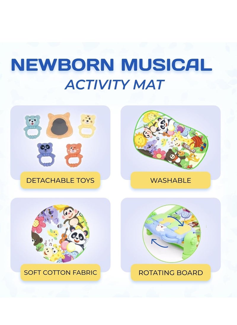 UniTrain Baby Play Mat and Gym for Newborn - Tummy Time Baby Activity Center and Piano with Sensory Hanging Play Toys - Play Gym with Music and Lights - Baby Essential Stuff for Infant Boy and Girl  - Image 3