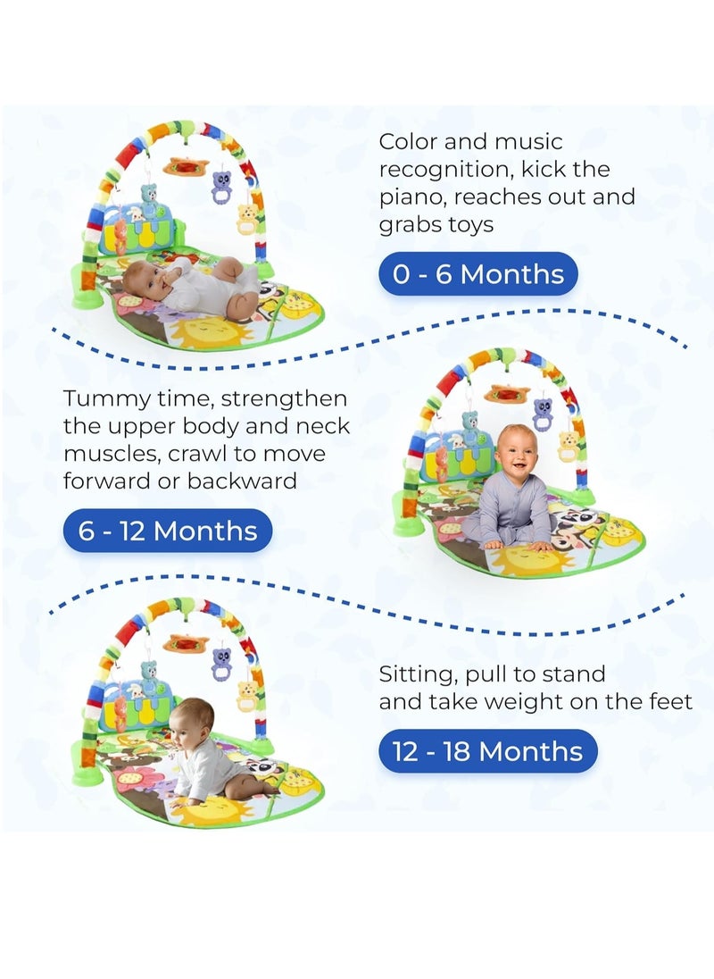 UniTrain Baby Play Mat and Gym for Newborn - Tummy Time Baby Activity Center and Piano with Sensory Hanging Play Toys - Play Gym with Music and Lights - Baby Essential Stuff for Infant Boy and Girl  - Image 4