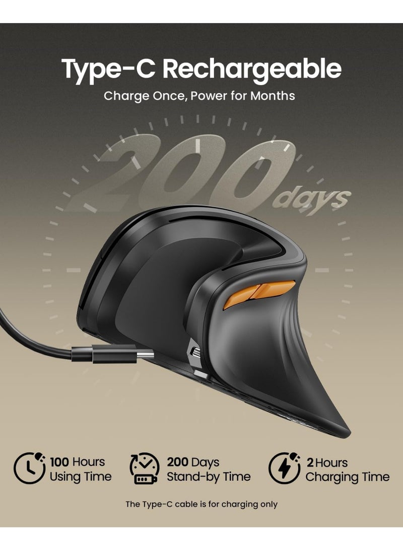 ProtoArc EM11 Rechargeable Multi-Device Connectivity Ergonomic Vertical Mouse - Image 4