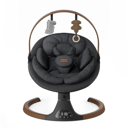 Monamii Baby Swings for Infants, Monamii Baby Swing, Bluetooth Infant Swing with Music Speaker, 5 Speeds and Remote Control, Indoor & Outdoor Use (Black) - Image 1