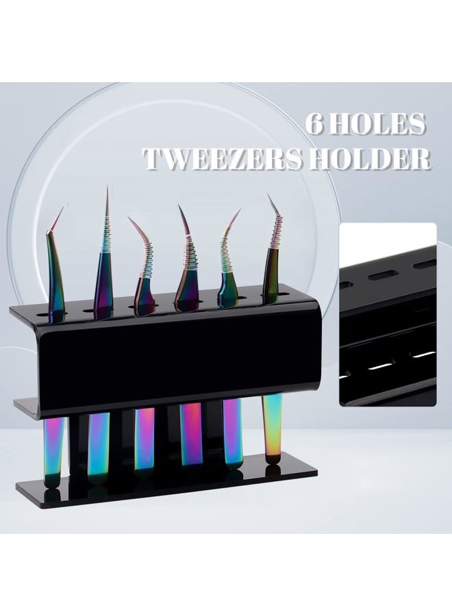 GEMERRY Lash Extension Supplies GEMERRY Tweezer Holder Tweezer Stand for Eyelash Extension Supplies Accessories Tools Acrylic Display Storage 6 Pcs Tweezers Shelf Holder (Black) - Image 4