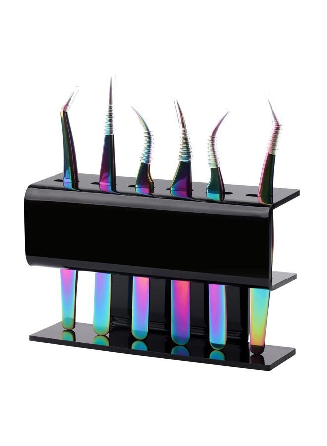 GEMERRY Lash Extension Supplies GEMERRY Tweezer Holder Tweezer Stand for Eyelash Extension Supplies Accessories Tools Acrylic Display Storage 6 Pcs Tweezers Shelf Holder (Black) - Image 2
