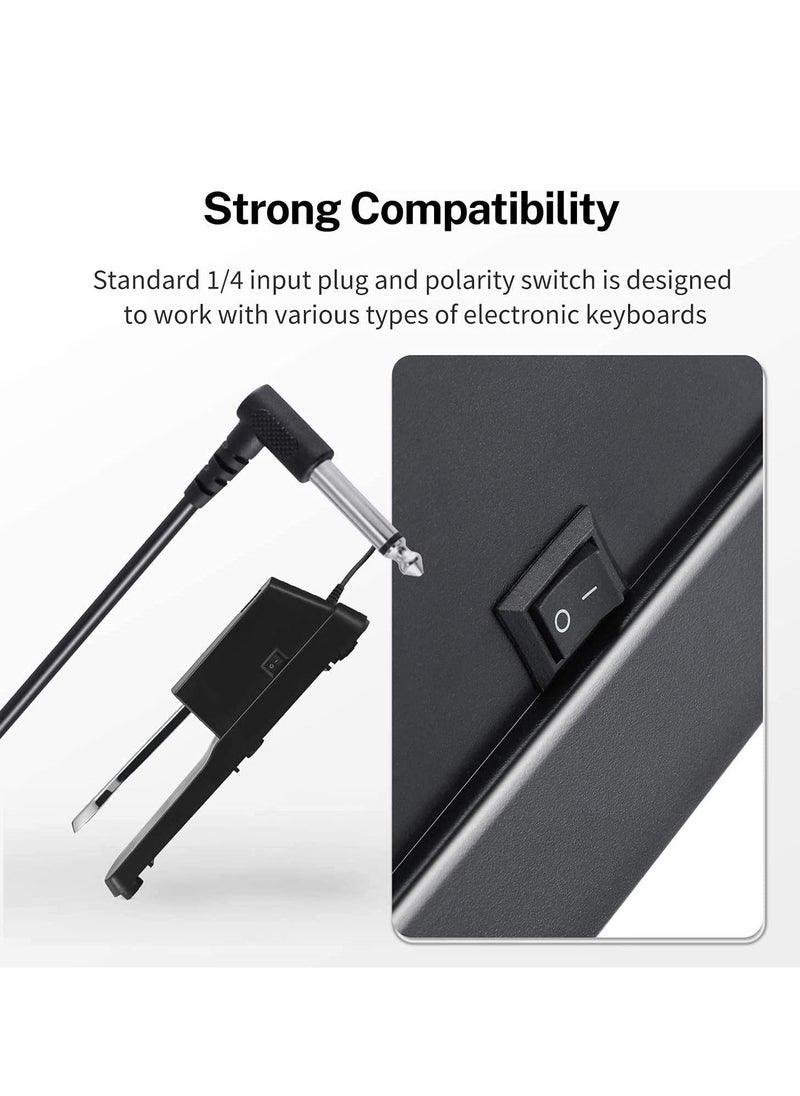null - Piano Sustain Pedal, Keyboard Sustain Pedal for Digital Piano Electronic Keyboard MIDI Synthesizer, Sturdy Durable, with Polarity Switch, 1/4'' (6.35mm) Input Plug (Sustain Pedal) - Image 1