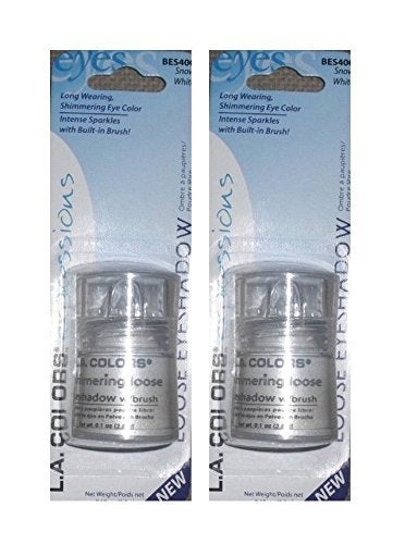 LA Colors Shimmering Loose Snow White Eye Shadow 1 Oz Bottles  2 Pack by LA Colors